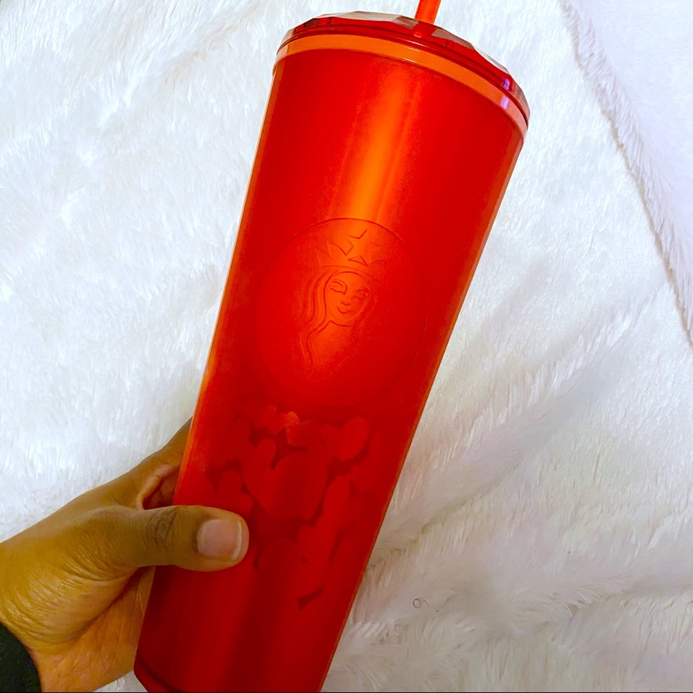 Starbucks Venti Red Matte Heart Valentines Tumbler